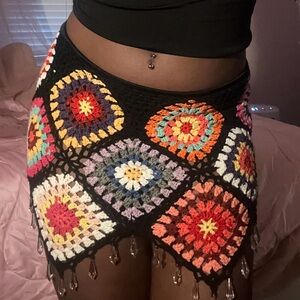 Colorful Crochet Skirt with Fringe